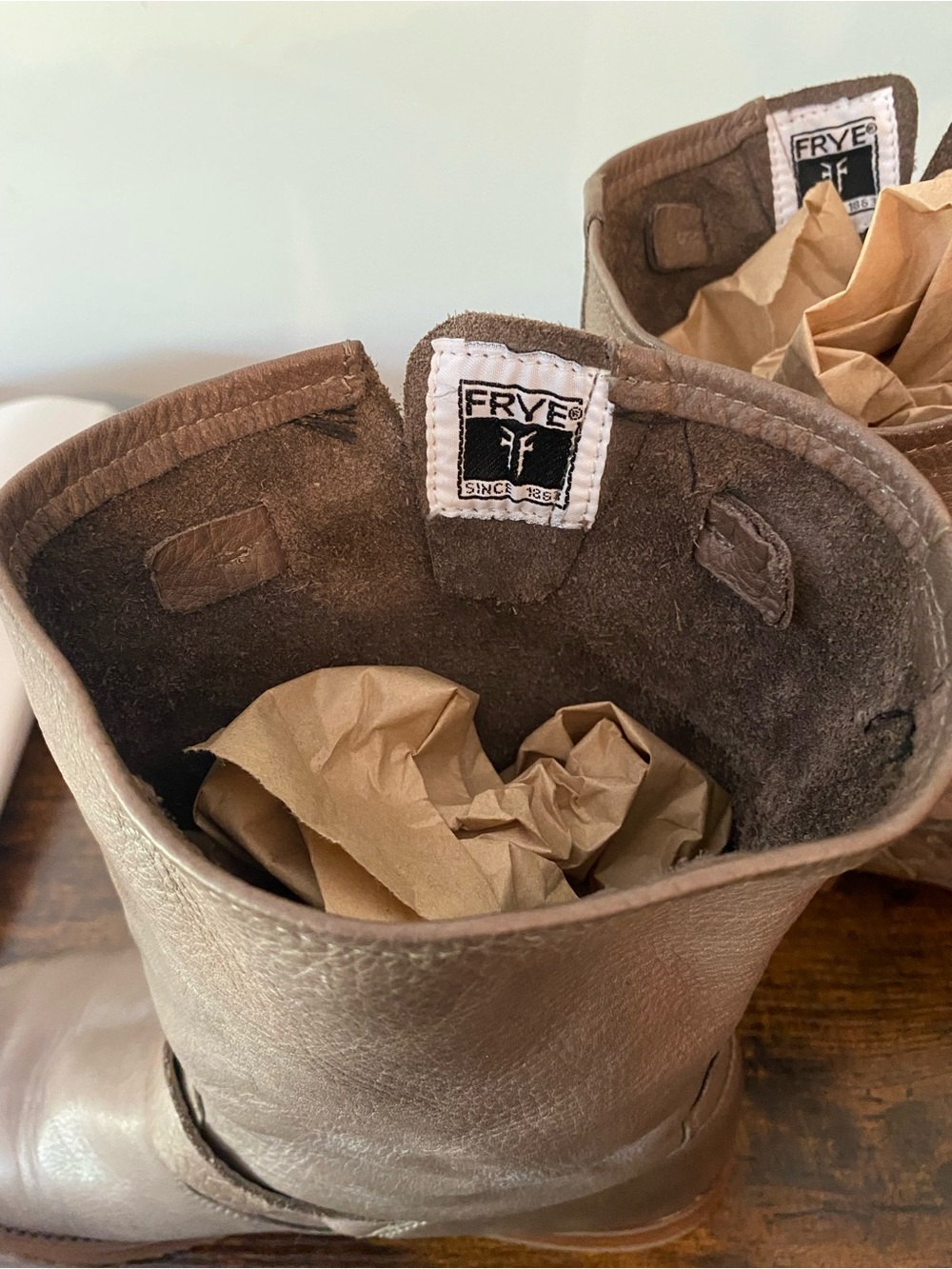 Frye Veronica Flex Short Taupe Leather Boots - Picture 12 of 13